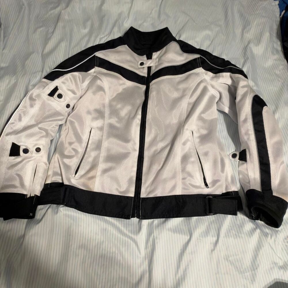 BILT Motorcycle Jacket Size WLG Black White Mesh  #biker #motorcycle